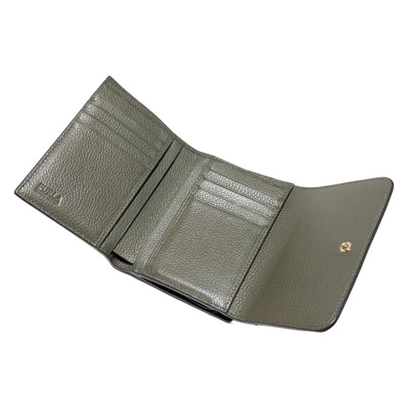 Auth FURLA - Khaki Leather Trifold Wallet - Picture 3 of 5